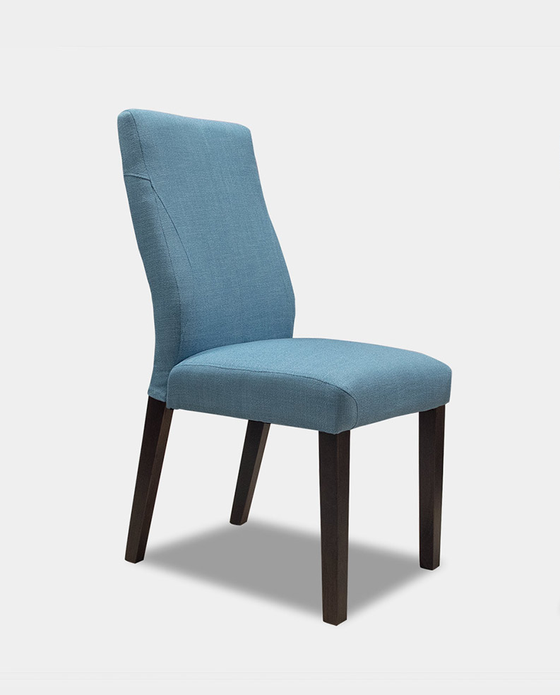 Light Blue Linen w/ Dark wood legs Dining Chair | Orienta