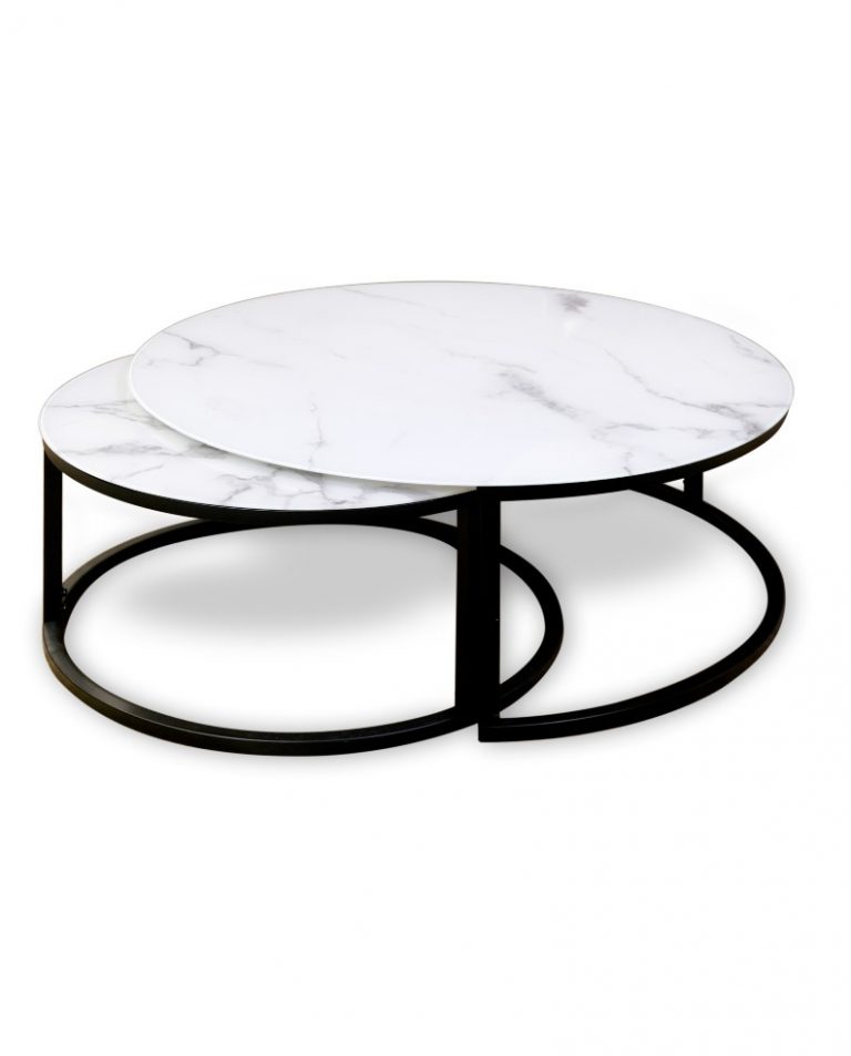 White Marble Glass Top Coffee Table Orienta