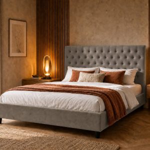 Mara Bed Lancome 60N Grey 160x200 Bedroom Lifestyle hires