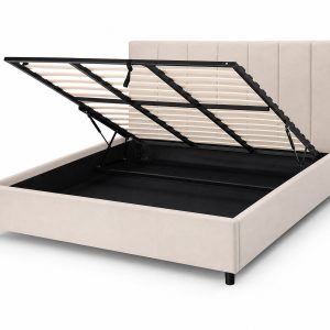 Elodie Bed Cream 180x200 Angled Open hires