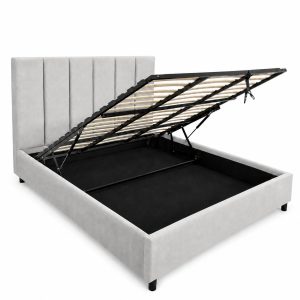 Elodie Bed Grey 160x200 Angled Open hires