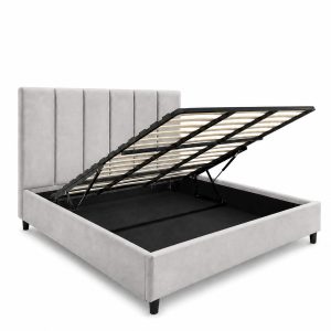 Elodie Bed Grey 180x200 Angled Open hires