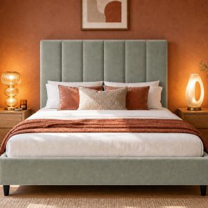 Elodie Bed Sage 160x200 Bedroom Lifestyle hires