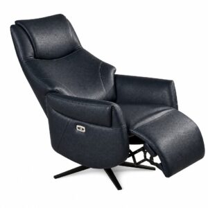 METRO Swivel Recliner Dark Navy Reclined white bg