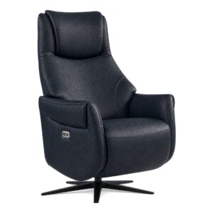 METRO Swivel Recliner Dark Navy Upright padded white bg