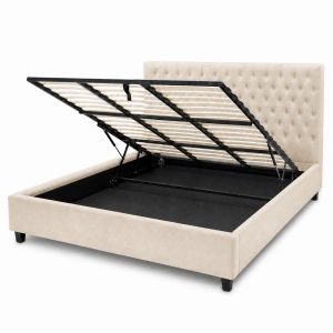 Mara Bed Cream 180x200 Angled Open hires