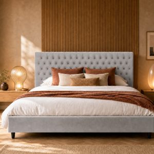 Mara Bed Grey 180x200 Bedroom Lifestyle hires