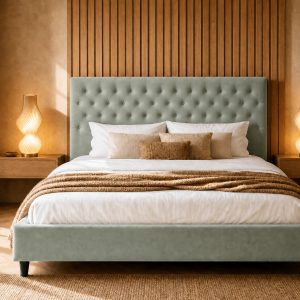 Mara Bed Sage 160x200 Bedroom Lifestyle hires
