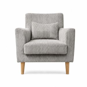 Lounge one armchair light grey corduroy