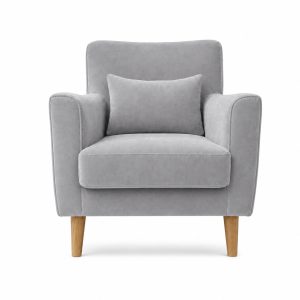 Lounge one armchair light grey velvet