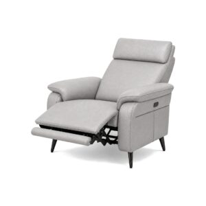 RAVENNA 1Seater Armchair Light Grey Reclined padded white bg