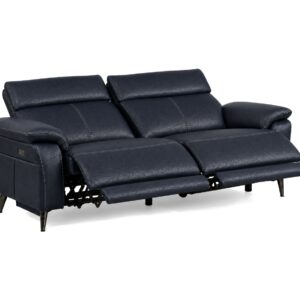 RAVENNA 2Seater Sofa Dark Navy Reclined padded white bg