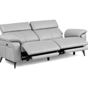 RAVENNA 2Seater Sofa Light Grey Reclined padded white bg