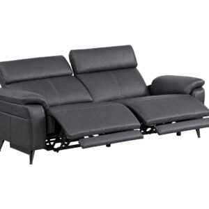 RAVENNA 3Seater Sofa Dark Grey Reclined padded white bg