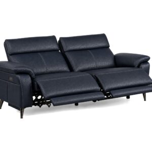 RAVENNA 3Seater Sofa Dark Navy Reclined padded white bg