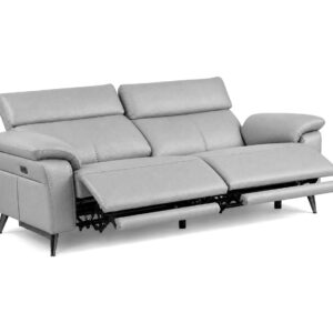 RAVENNA 3Seater Sofa Light Grey Reclined padded white bg