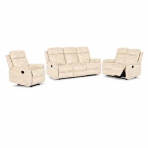 Recliner 3piece suite pale cream 1600px